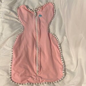 Love to Dream Pink Swaddle with Striped Trim